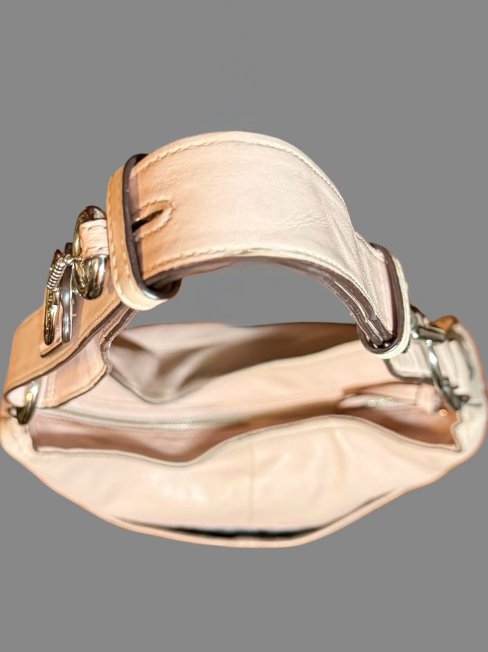 Vintage Coach Blush Pink Pieced Leather Duffle Hobo Bag F17116 - Picture 7 of 9